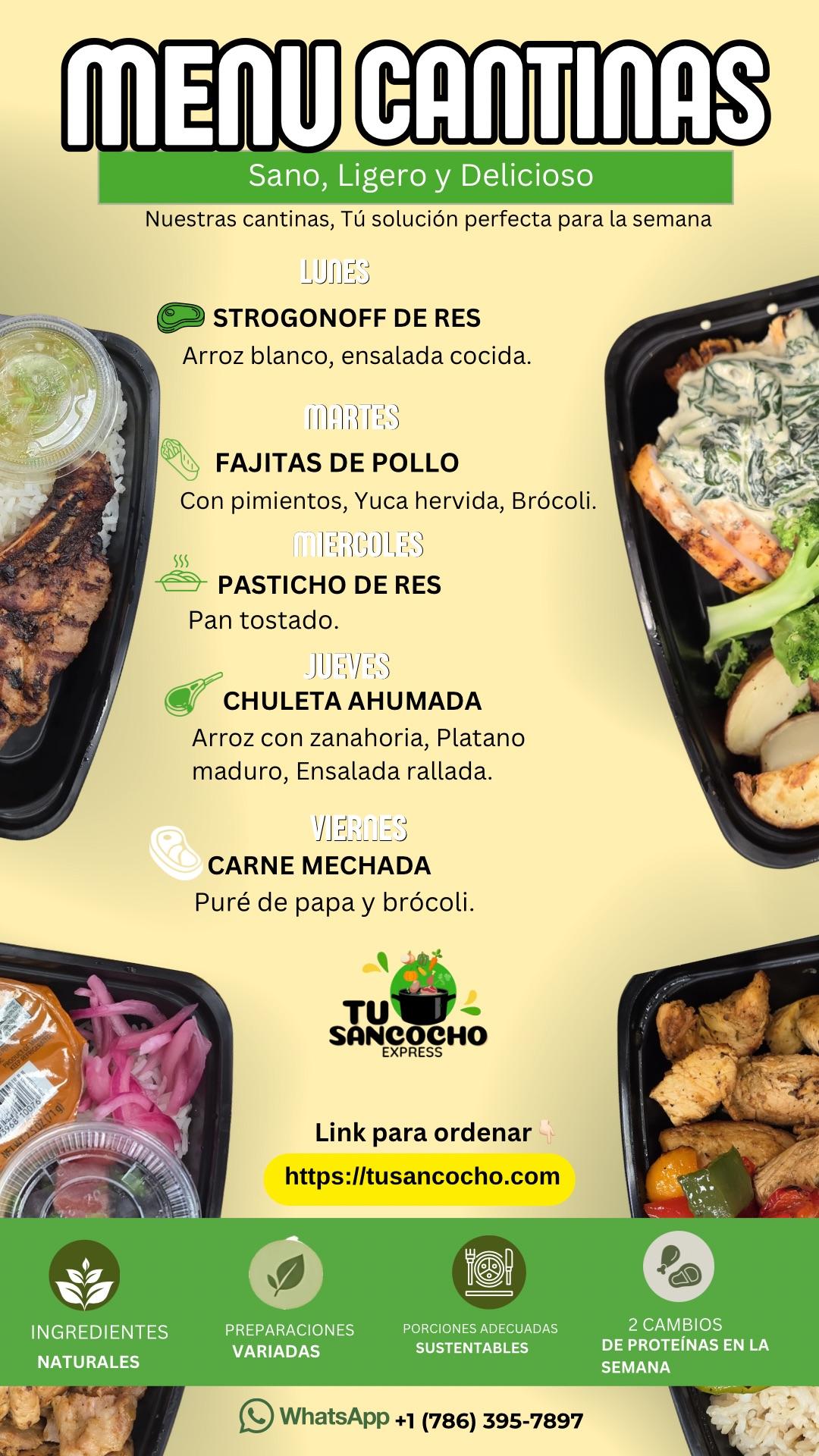 Menú de la semana de Tu Sancocho Express
